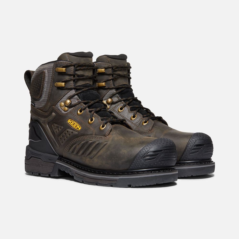 Keen Trekking Bot Erkek Siyah Kahverengi - Philadelphia 6\" Waterproof (Carbon-Fiber Toe) - Türkiye C